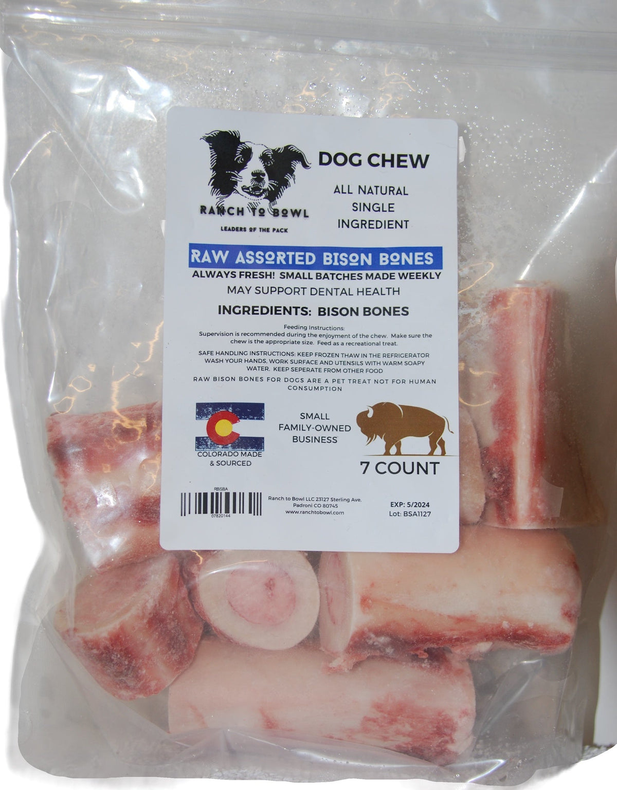 Ranch to Bowl Raw Frozen Bison Bones Assorted 7pack