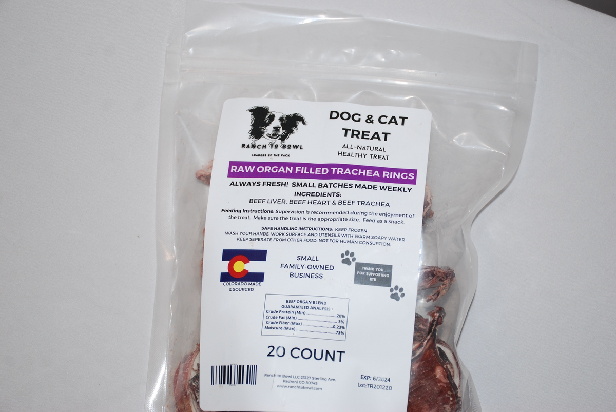 Ranch to Bowl Raw Organ Filled Trachea Rings 20CT