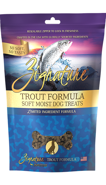 Zignature Soft Moist Dog Treats Trout Formula 4oz