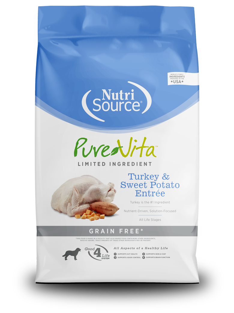 Pure Vita Grain Free Turkey & Sweet Potato Dog Food  8 / 4 lbs.