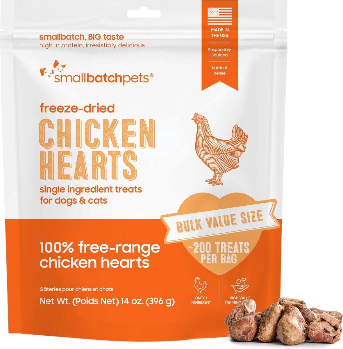 Small Batch Dry Freeze Dried Chicken Hearts - 14oz