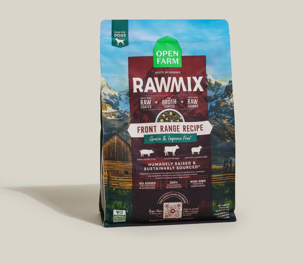 Open Farm Dog Grain Free Raw Mix FRNT 3.5 lb