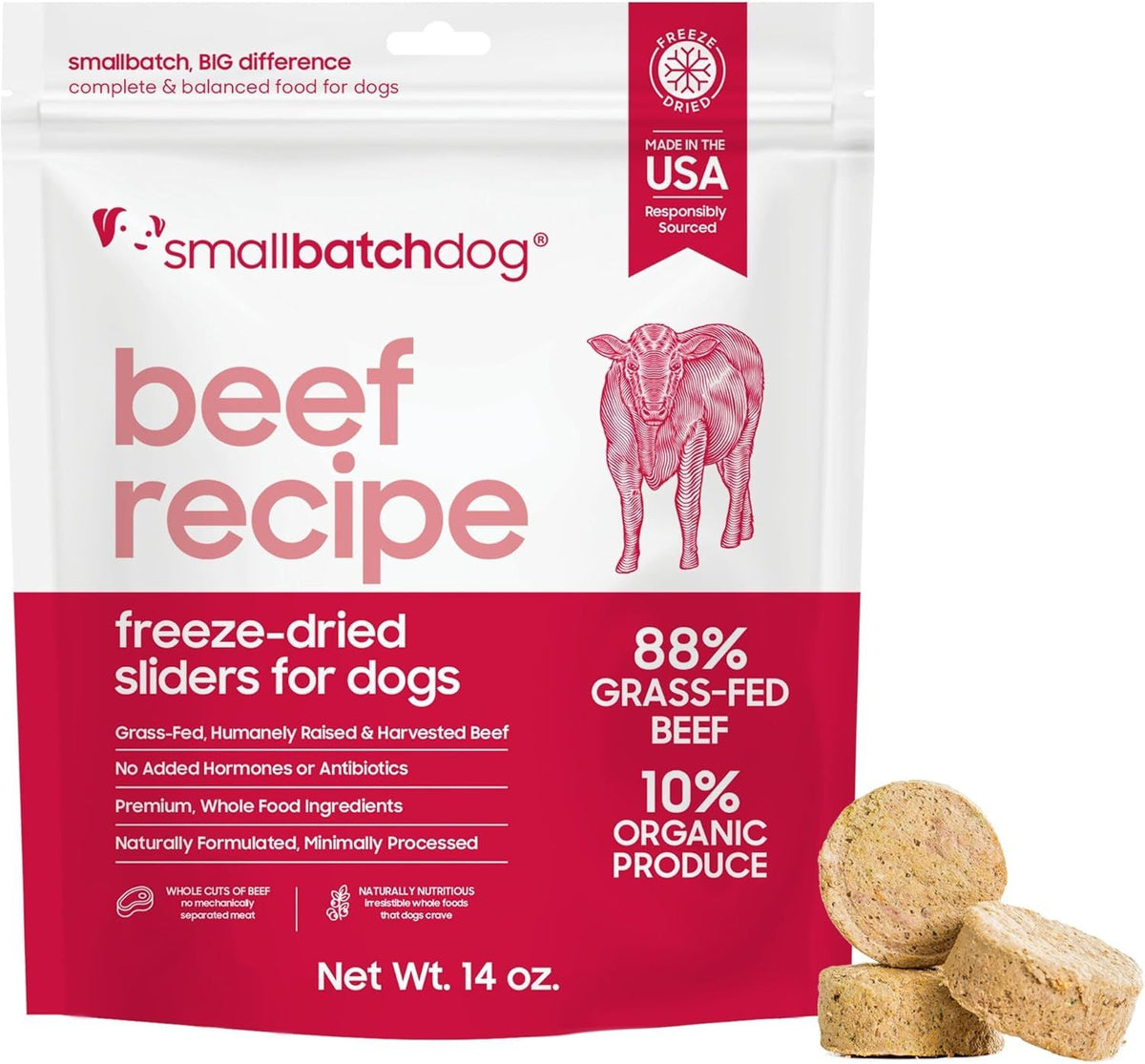 Small Batch Dog Freeze Dried Beef Sliders 14 oz