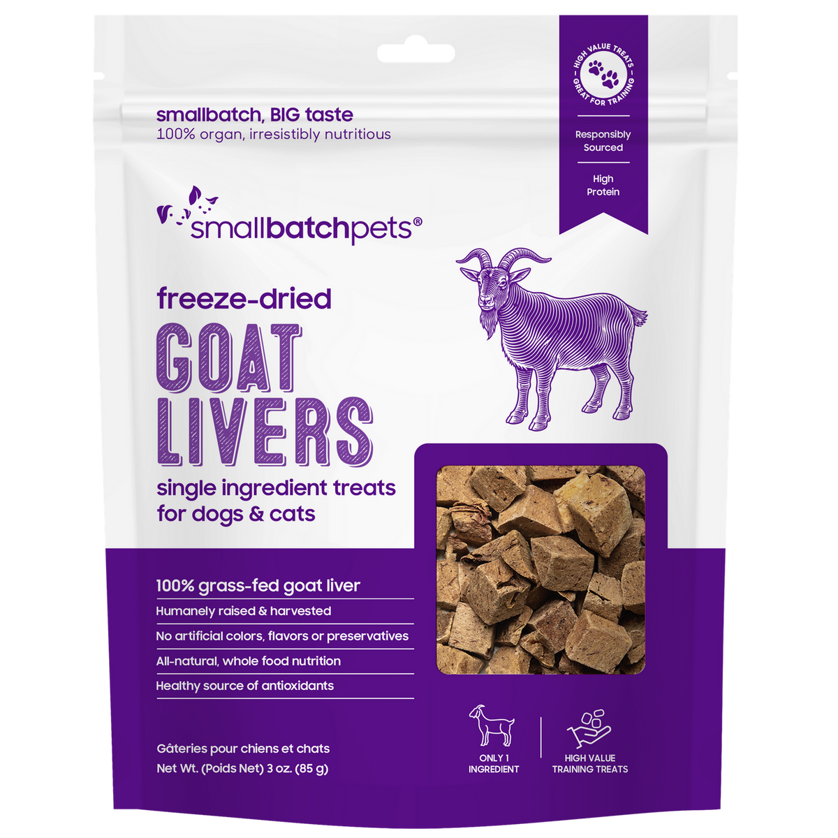 Small Batch Dry Freeze Dried Goat Livers 3oz