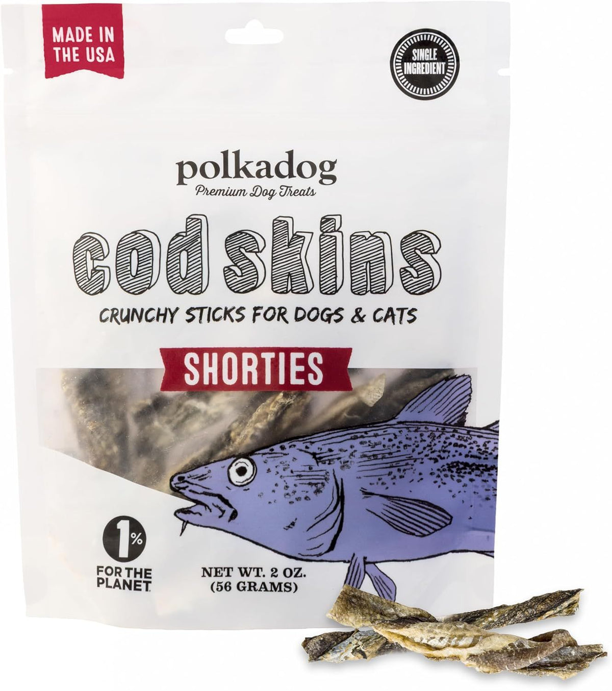 Polkadog - Cod Skin Jerky Shorties 2oz