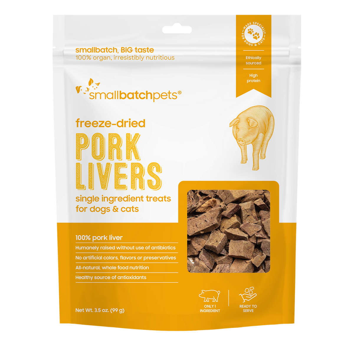 Small Batch Dry Freeze Dried Pork Liver Treat 3.5oz