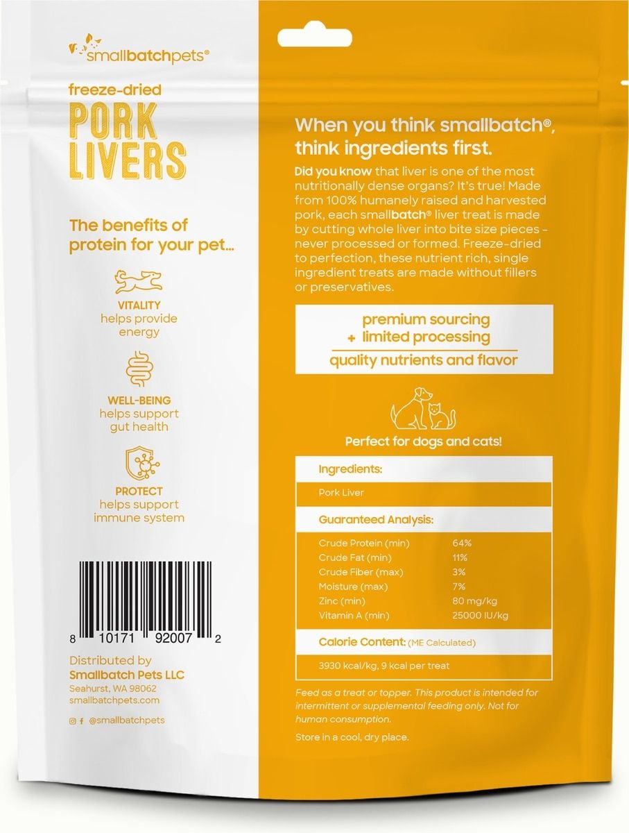 Small Batch Dry Freeze Dried Pork Liver Treat 3.5oz