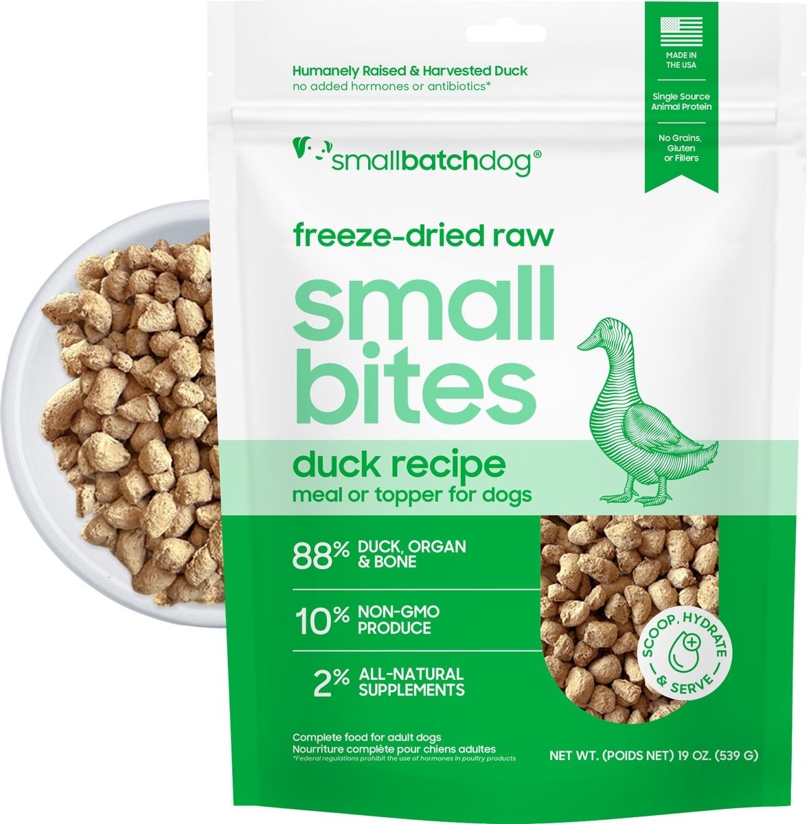 Small Batch Dry FreezeÂ DriedÂ Duck Small Bites - 19oz