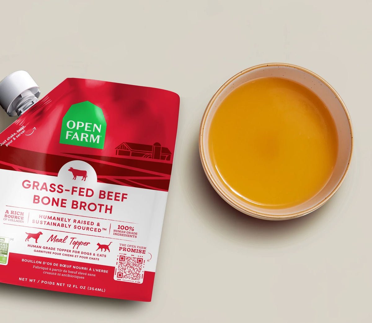 Open Farm Dog/Cat Beef Bone Broth 12oz