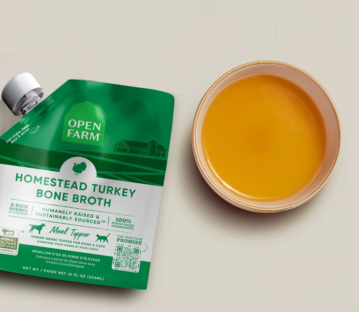 Open Farm Dog/Cat Turkey Bone Broth 12oz