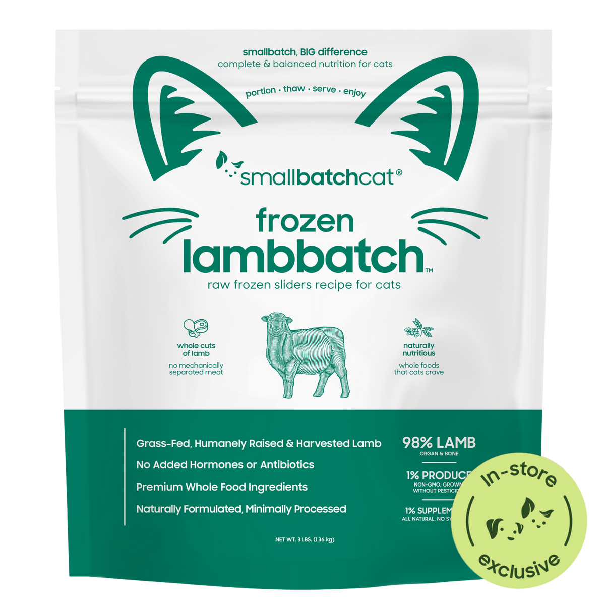 Small Batch Frozen Lamb Sliders for Cats - 3lb