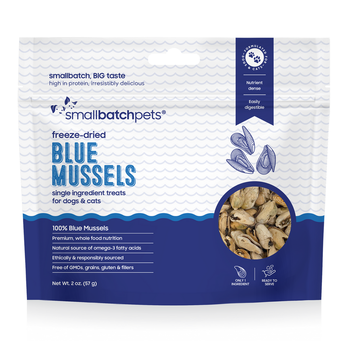 Small Batch Dry Smallbatch Freeze Dried Blue Mussels Treat 2.0oz