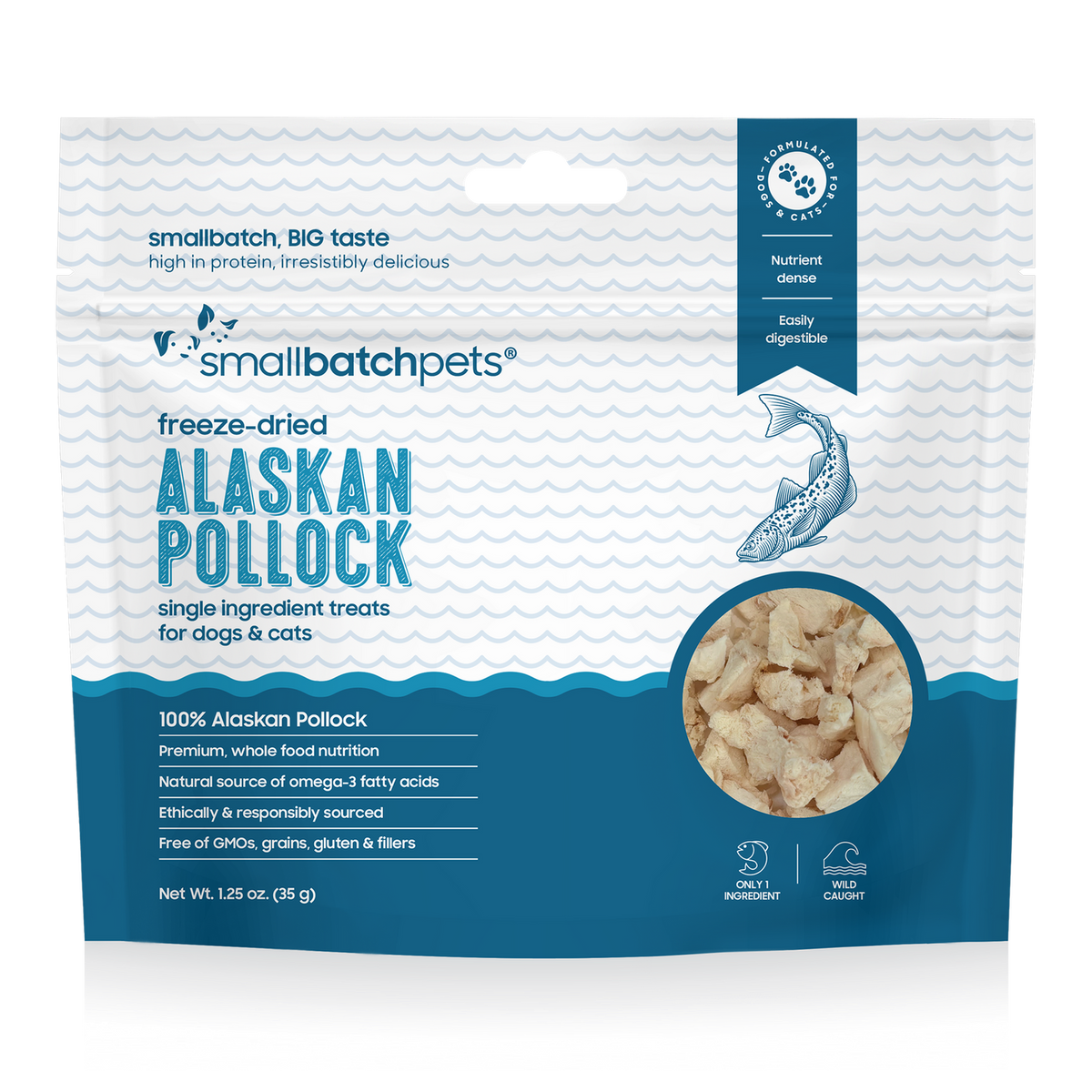 Small Batch Dry Smallbatch Freeze Dried Pollock Treat 1.25oz