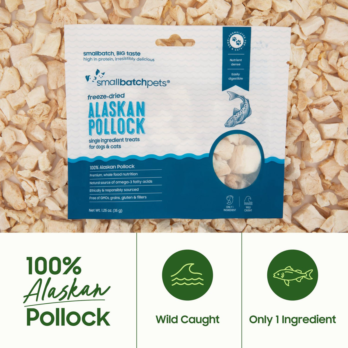 Small Batch Dry Smallbatch Freeze Dried Pollock Treat 1.25oz