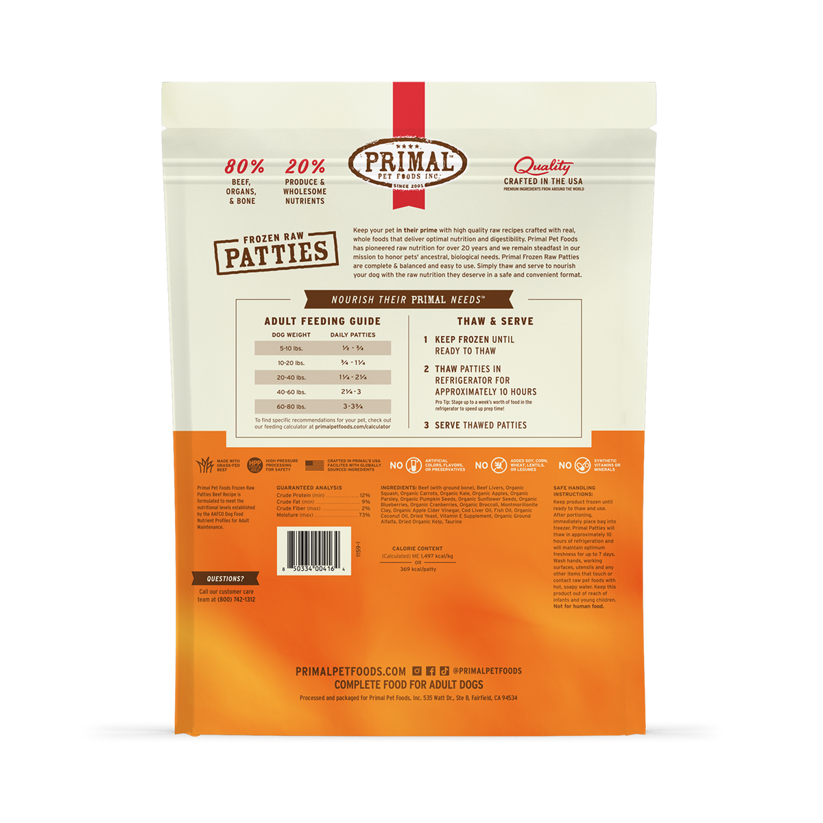 Primal Beef Patties 6lb