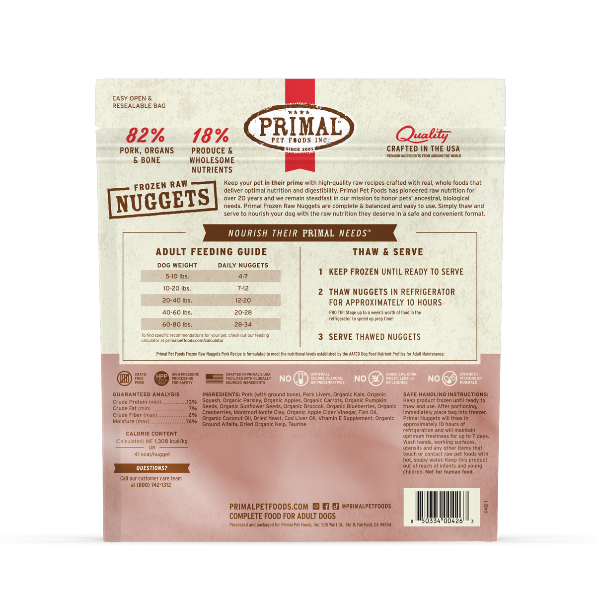 Primal Raw Pork Nuggets 3lb