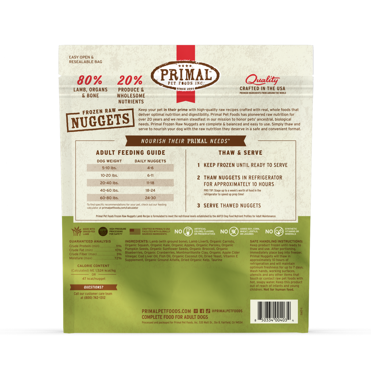 Primal Nuggets Lamb 3lb