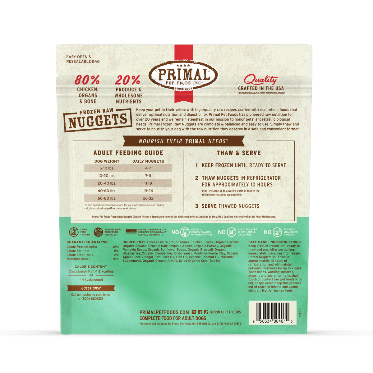 Primal Nuggets Chicken 3lb