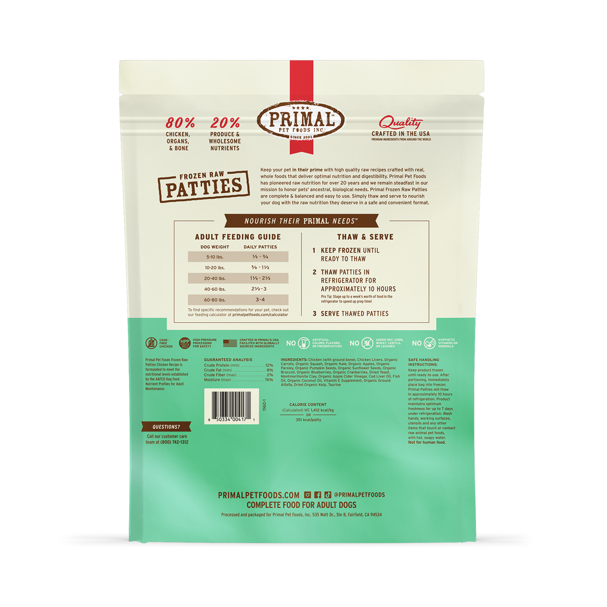 Primal Chicken Patties 6lb