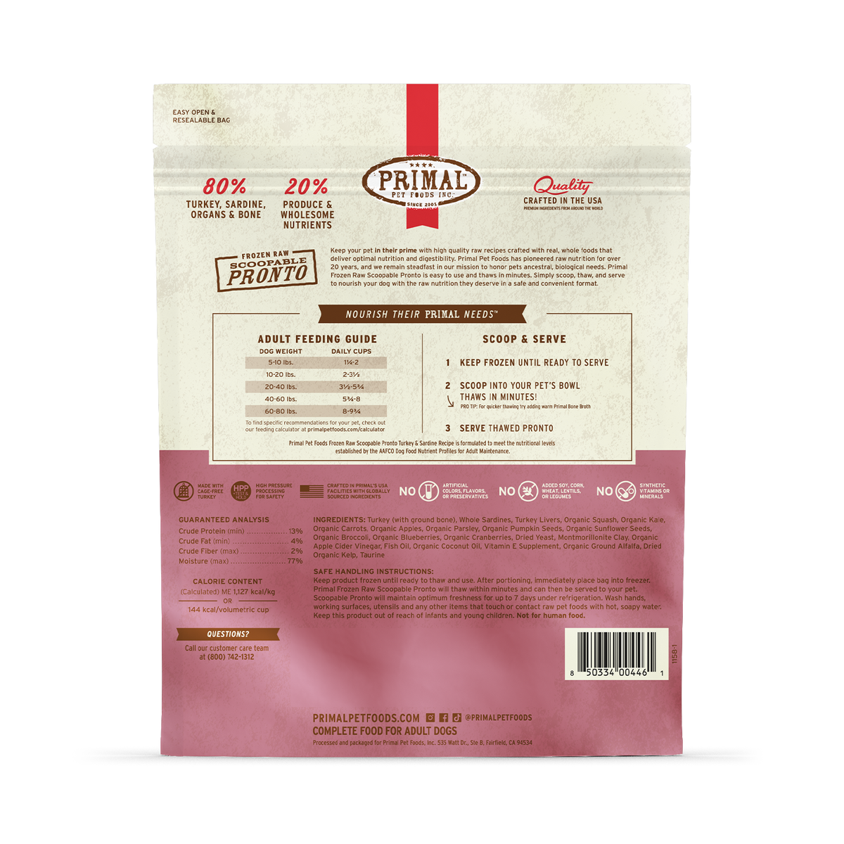 Primal Pronto Turkey & Sardine 4lb
