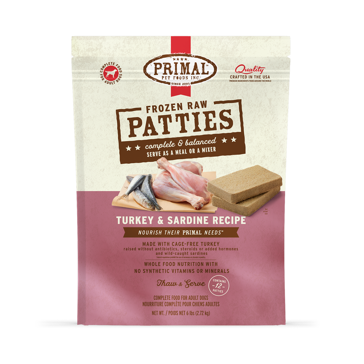 Primal Turkey and Sardines Patties 6lb