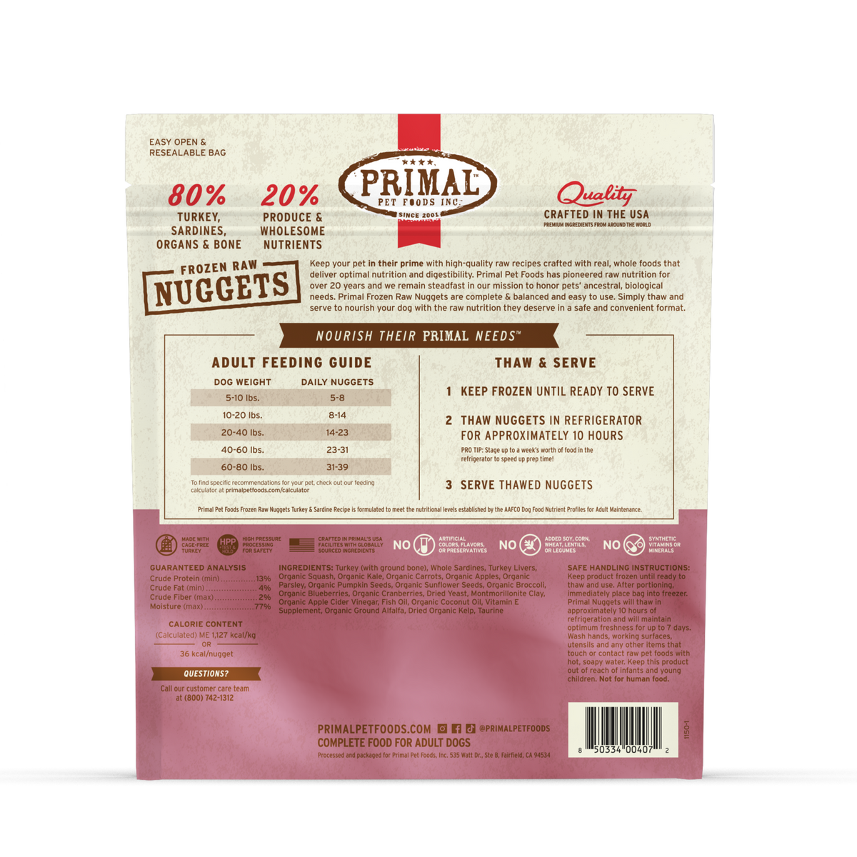 Primasl Nuggets Turkey & Sardine 3lb