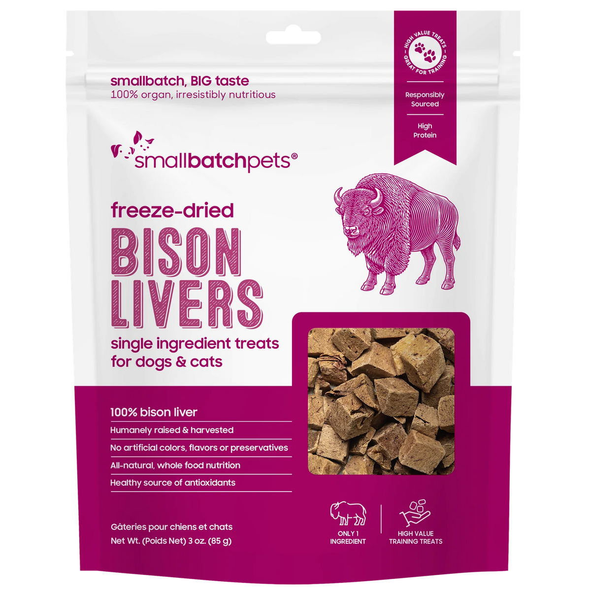 Small Batch Dry Freeze Dried Bison Livers 3oz