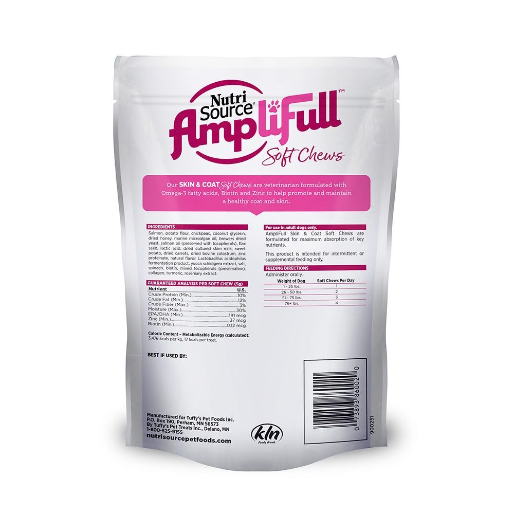 NutriSource Amplifull Skin & Coat Dog Soft Chew Supplement  6/12.5 oz.