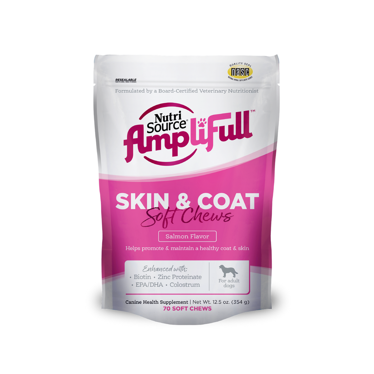 NutriSource Amplifull Skin & Coat Dog Soft Chew Supplement  6/12.5 oz.