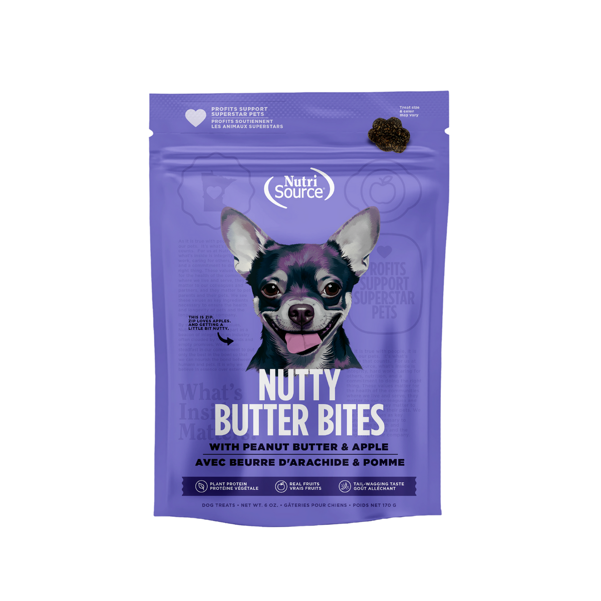 NutriSource Apple Peanut Butter Nutty Butter Dog Bites 12/6 oz.
