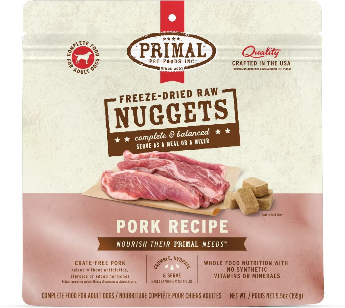 Primal Dog Freeze Dried Nuggets Pork 5.5 oz