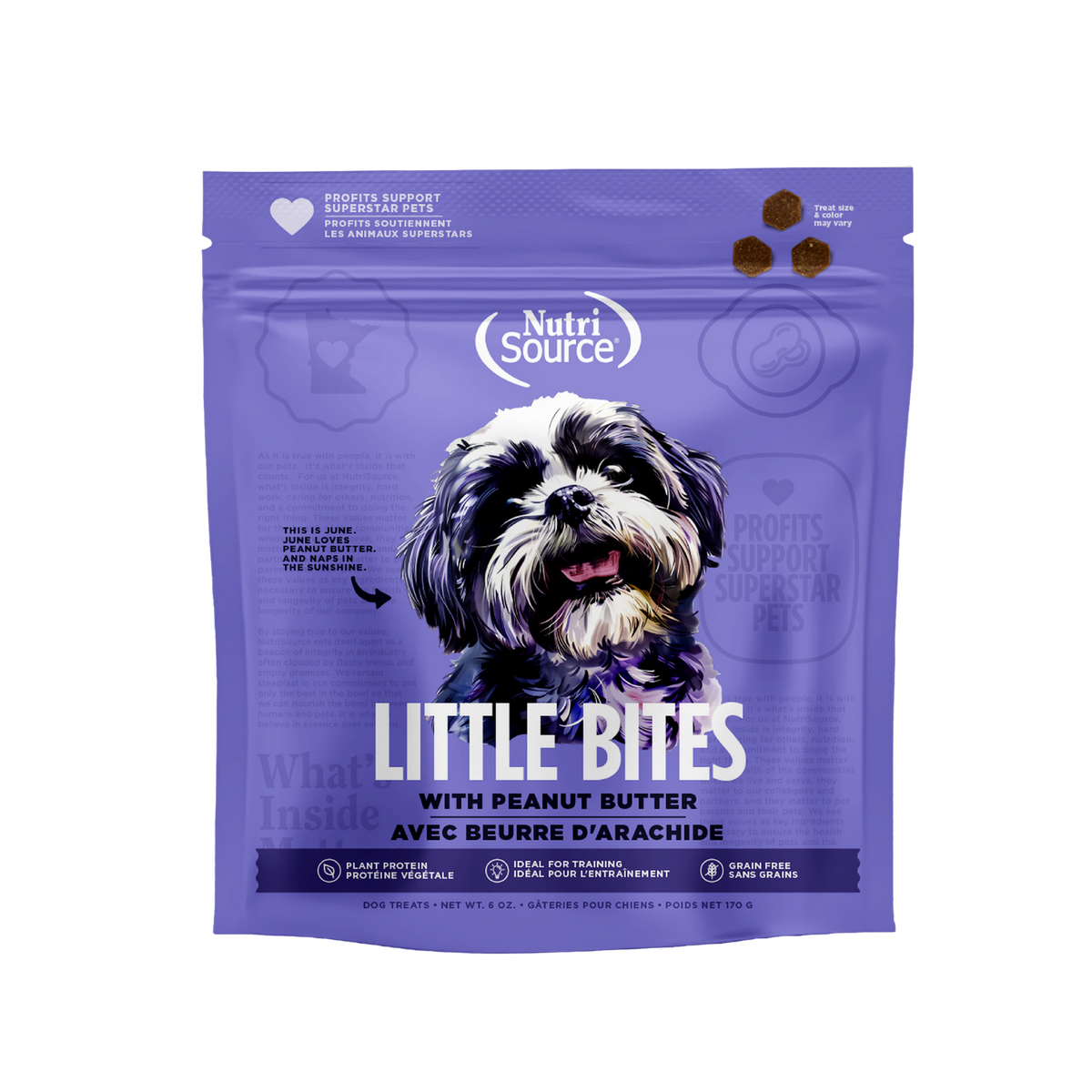 NutriSource Grain Free Little Bites Peanut Butter Dog Treat  12/6 oz.