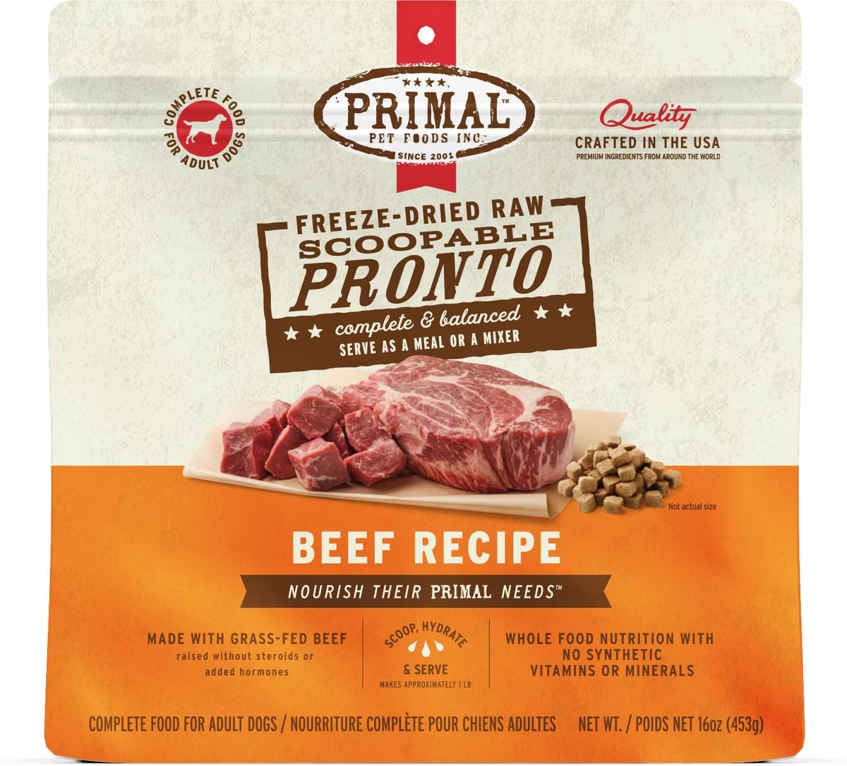 Primal Dog Freeze Dried PRONTO Beef 16 oz