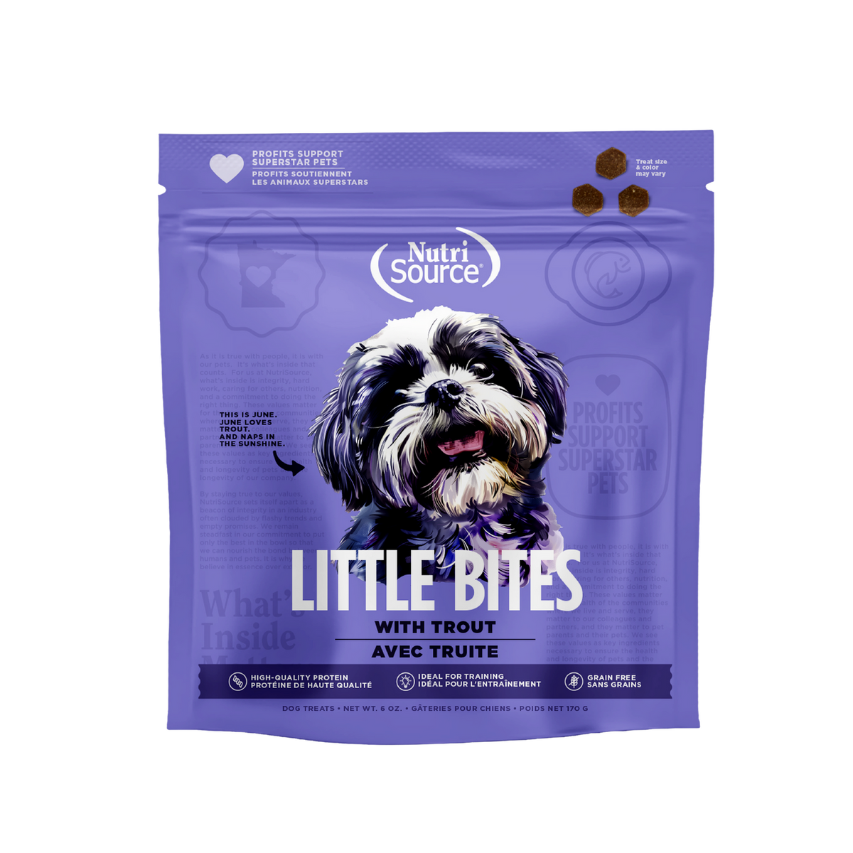 NutriSource Grain Free Little Bites Trout Dog Treat  12/6 oz.