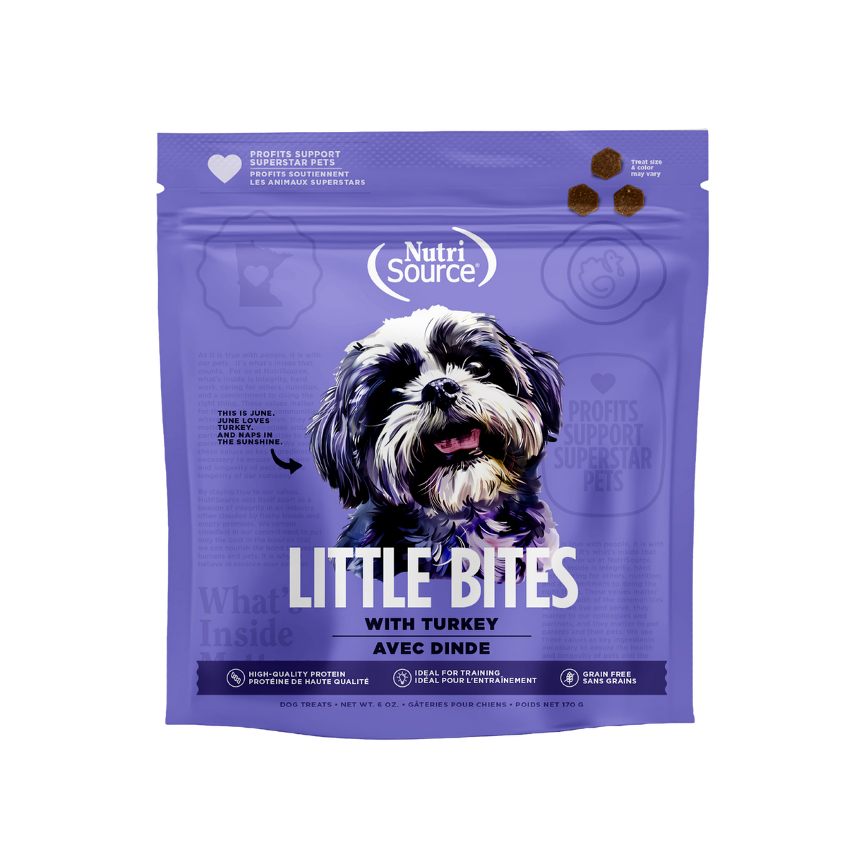 NutriSource Grain Free Little Bites Turkey Dog Treat  12/6 oz.
