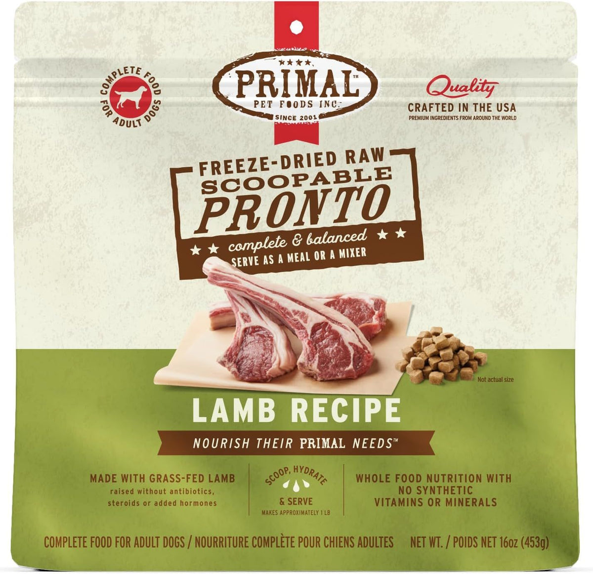Primal Dog Freeze Dried PRONTO Lamb 16 oz