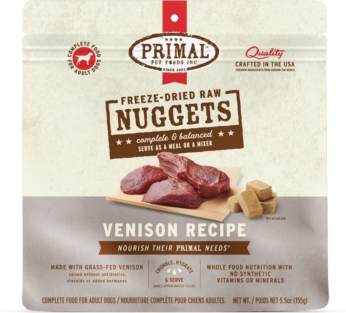 Primal Dog Freeze Dried Nuggets Venison 5.5 oz
