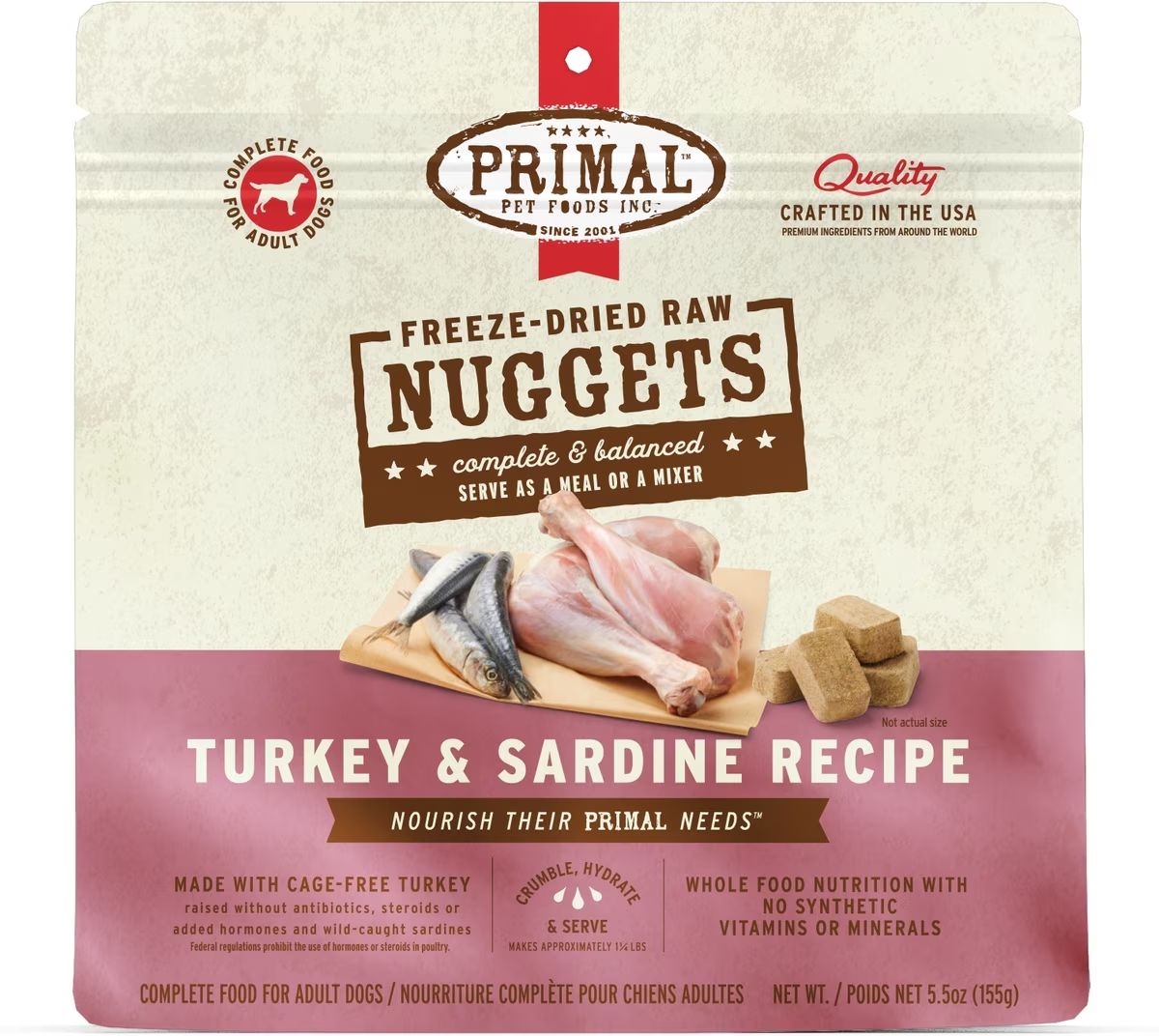Primal Dog Freeze Dried Nuggets Turkey Sardine 5.5 oz