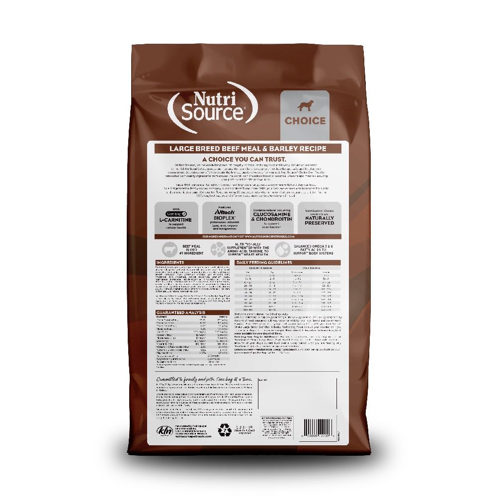 NutriSource Choice Large Breed Adult Beef All Life Stages Dog Food  40 lbs.