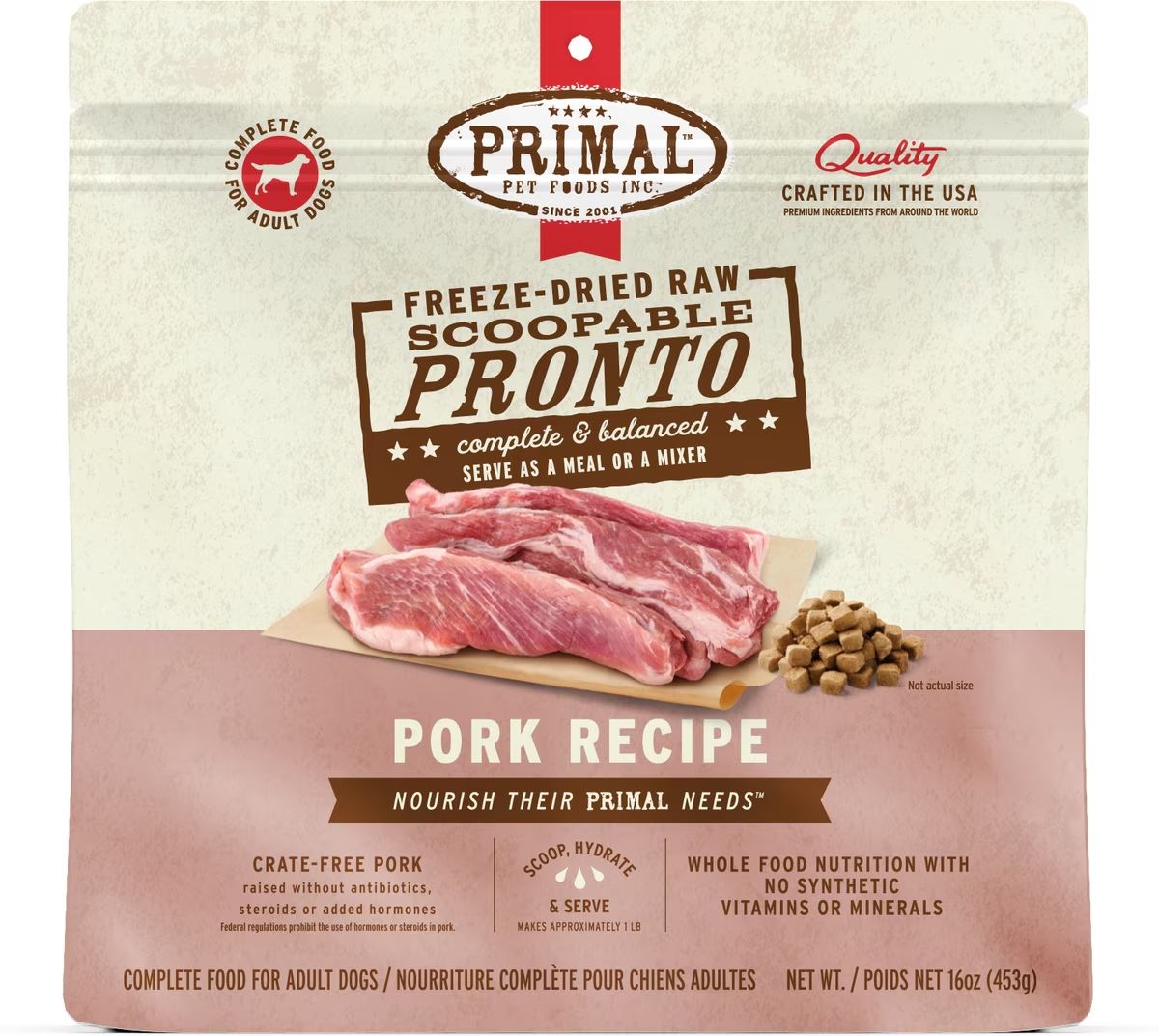 Primal Dog Freeze Dried PRONTO Pork 16 oz