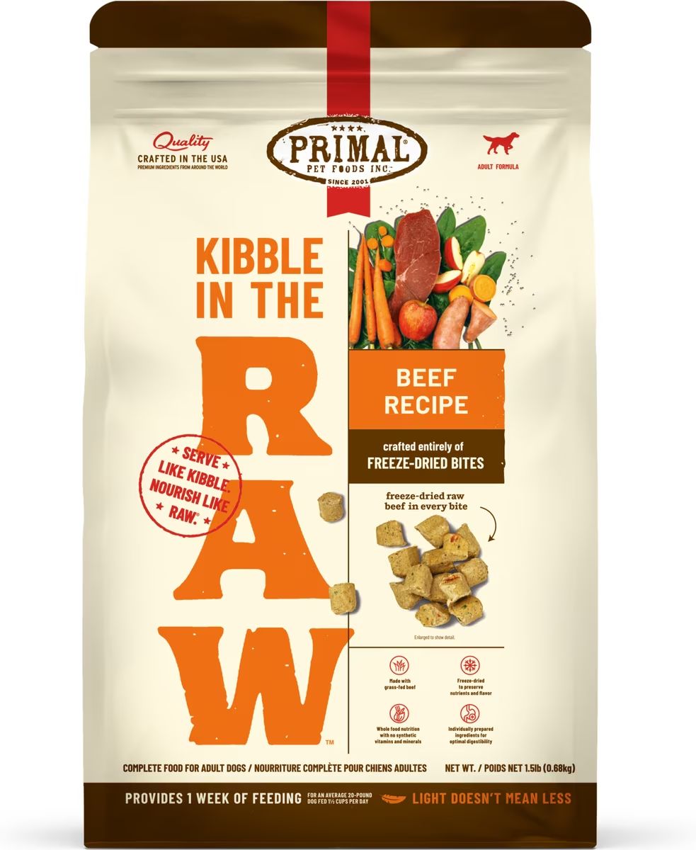 Primal Dog Kibble Topper Raw Freeze Dried Beef 1.5 lb
