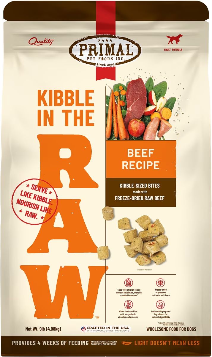 Primal Dog Kibble Topper Raw Freeze Dried Beef 9 lb