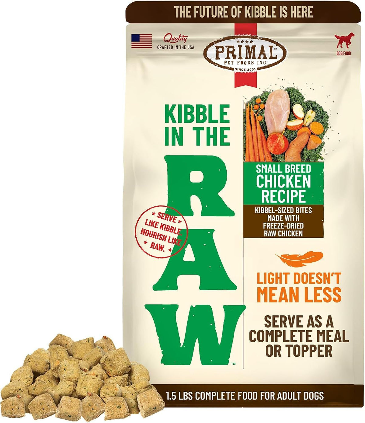 Primal Dog Kibble Topper Raw Freeze Dried SBR 1.5 lb