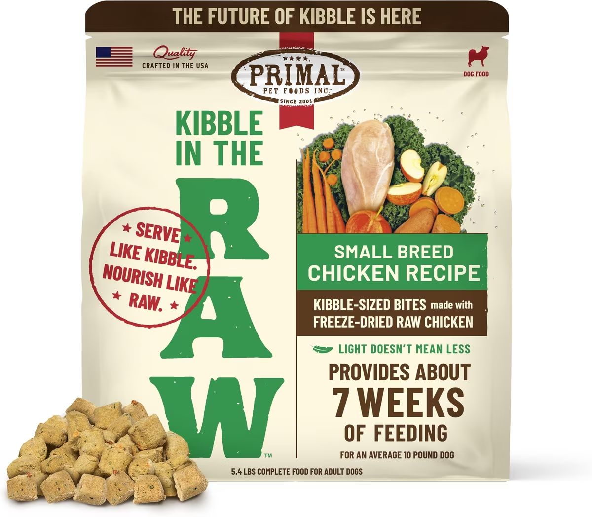 Primal Dog Kibble Topper Raw Freeze Dried SBR 5.4 lb