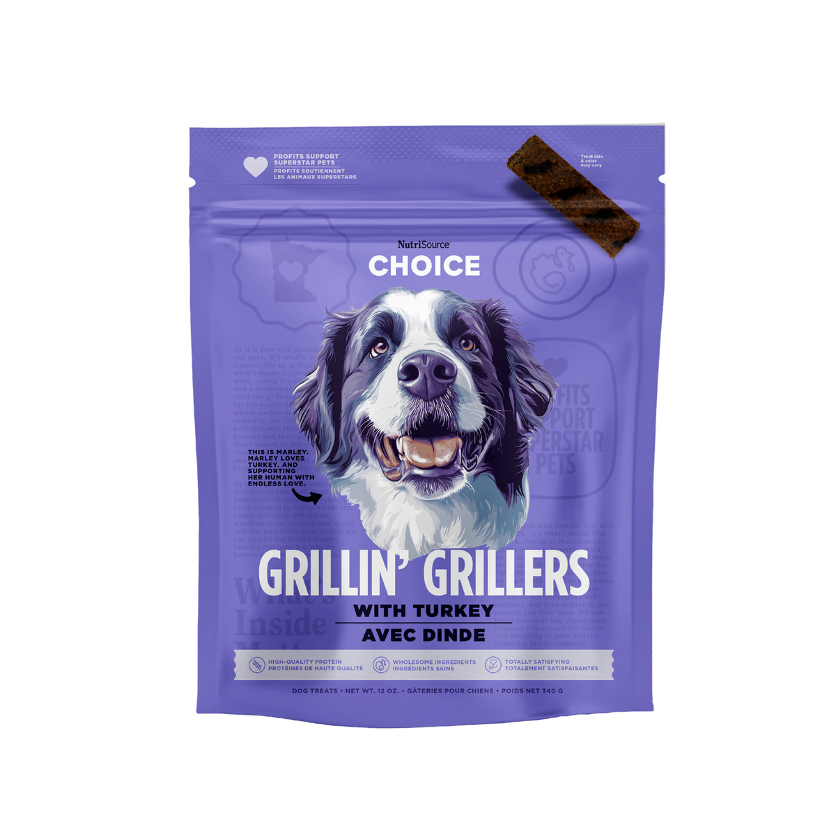 NutriSource Choice Turkey Grillin' Grillers Dog Treat  12 / 12 oz.