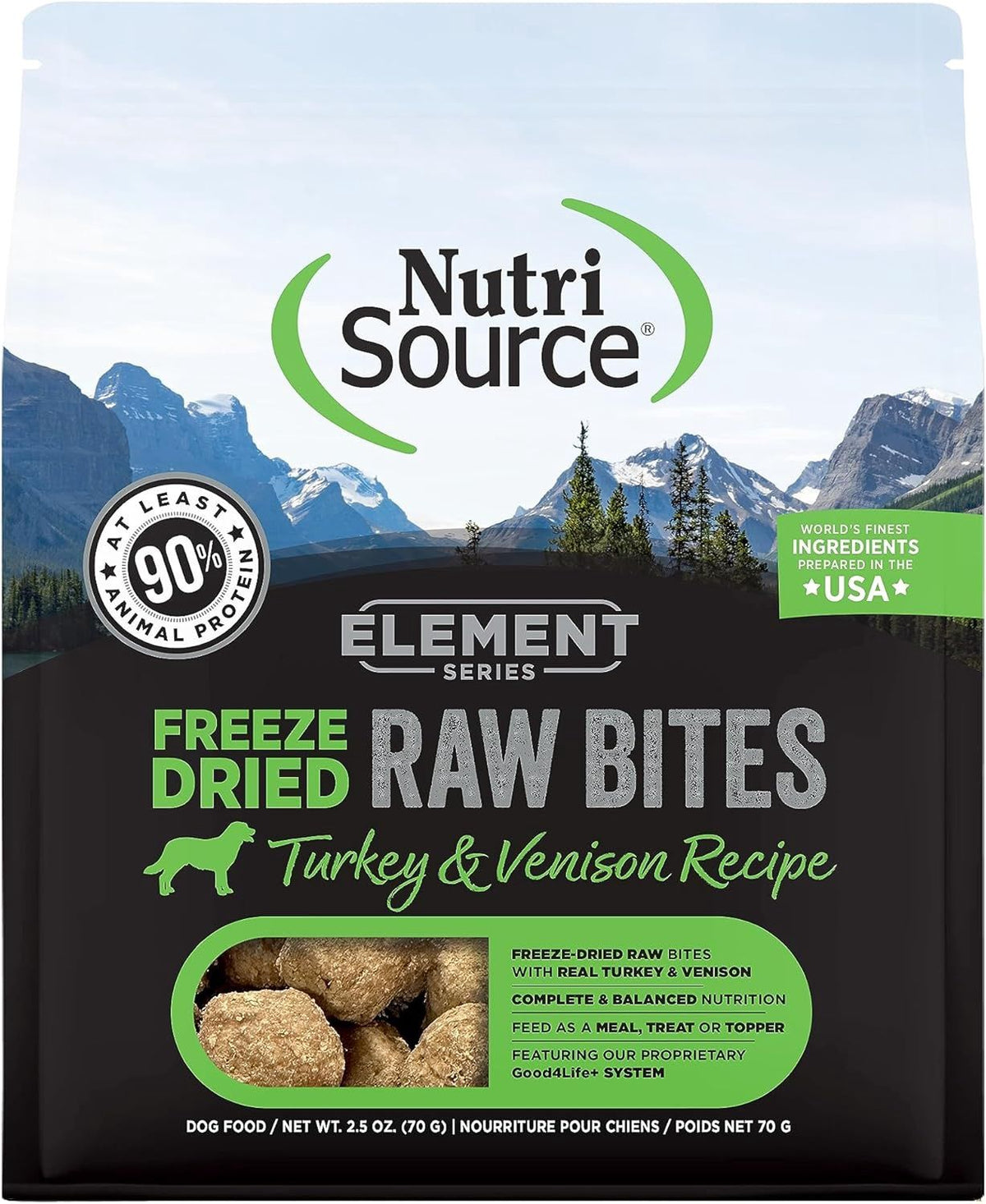 NutriSource Element Freeze Dried Turkey & Venison Dog Freeze Dried Raw Bites  12 / 2.5 oz.