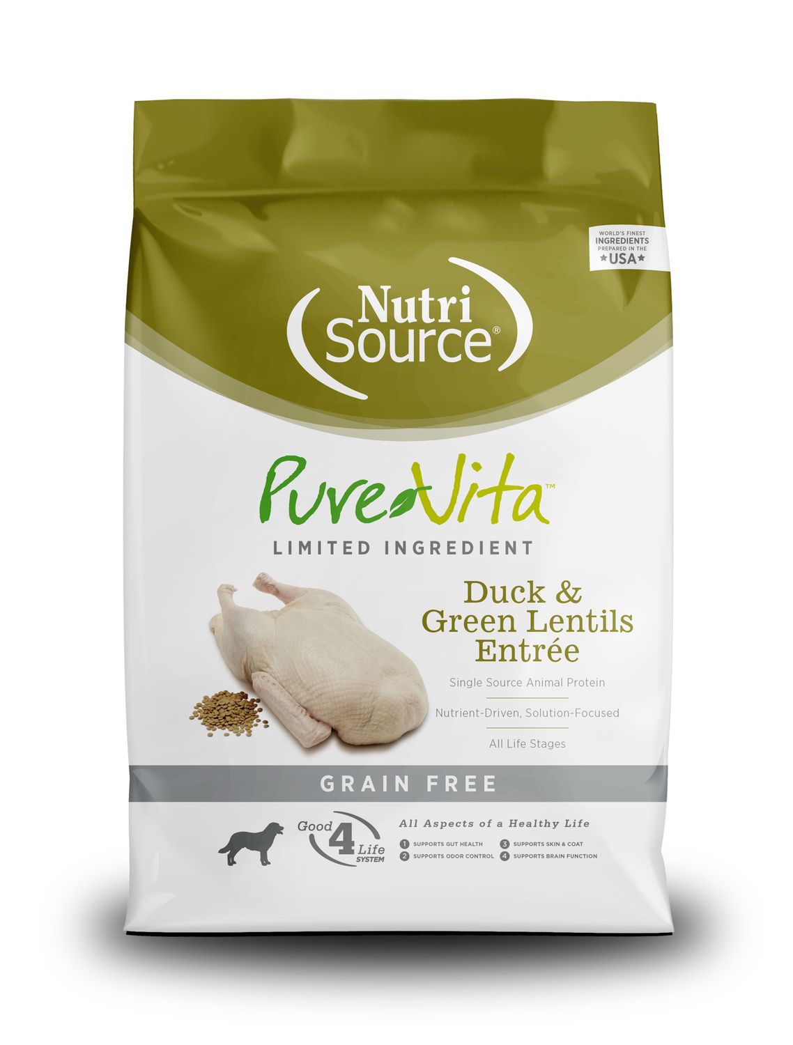 Pure Vita Grain Free Duck & Green Lentils Dog Food  25 lbs.