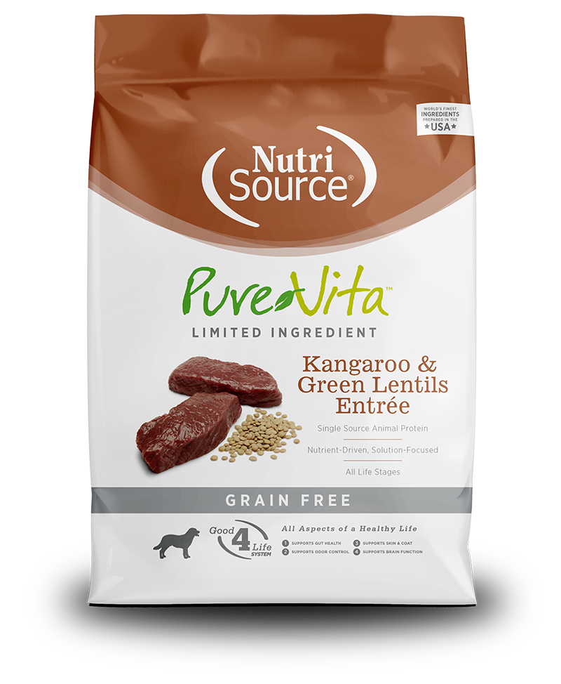 Pure Vita Grain Free Kangaroo & Green Lentils Dog Food  12 lbs.