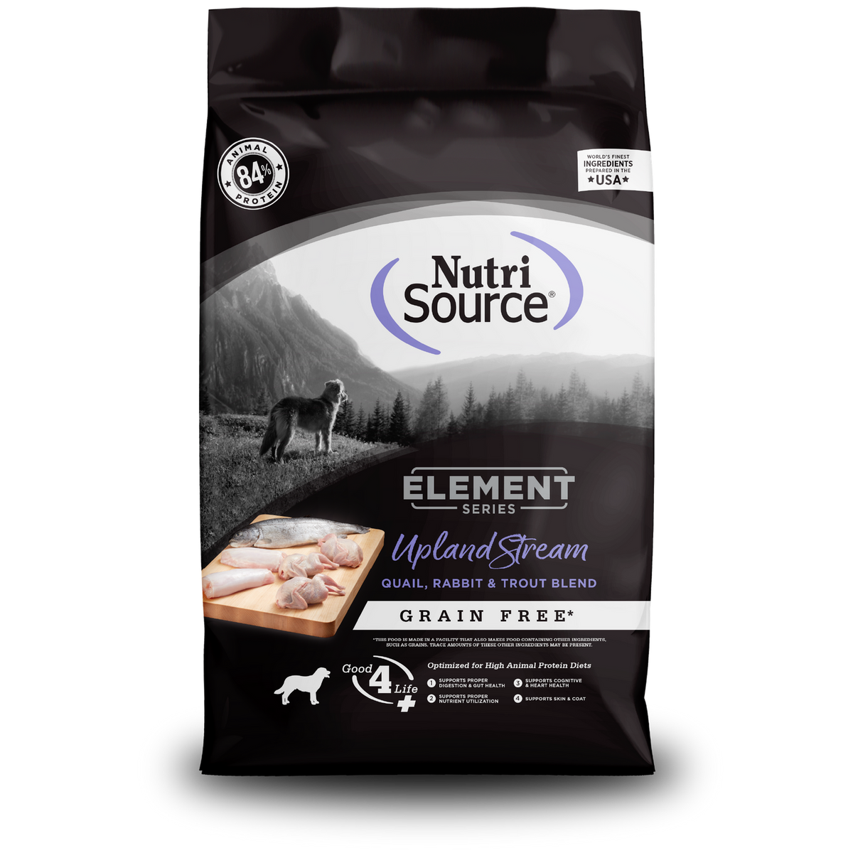 NutriSource Element Series Upland Stream Quail, Rabbit & Trout Dog Food  12 lbs.