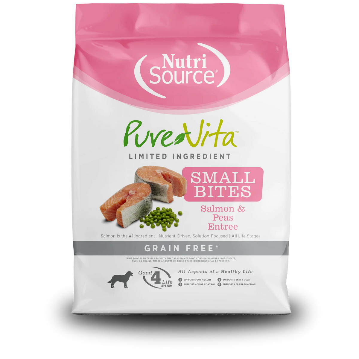 Pure Vita Grain Free Salmon & Peas Small Bites Dog Food  12 lbs.